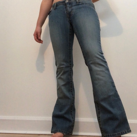 Angels Low Waist Wide Legged Y2K Embroidered Pocket Jeans - Picture 3 of 14